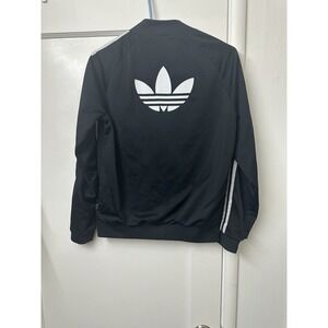 Adidas Originals Trefoil Track Jacket Women's Medium Black White 3 Stripe Zip